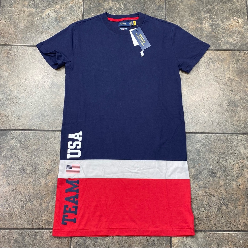 NEW! Women’s Polo Ralph Lauren 2020 Olympics Team USA Shirt Dress Size XS W/Tags